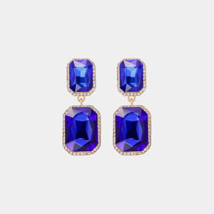 Flaunt Freely Glass Stone Geometric Dangle Earrings-MXSTUDIO.COM