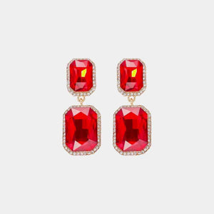 Flaunt Freely Glass Stone Geometric Dangle Earrings-MXSTUDIO.COM