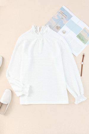 Flawless Balloon Sleeve Textured Blouse - MXSTUDIO.COM