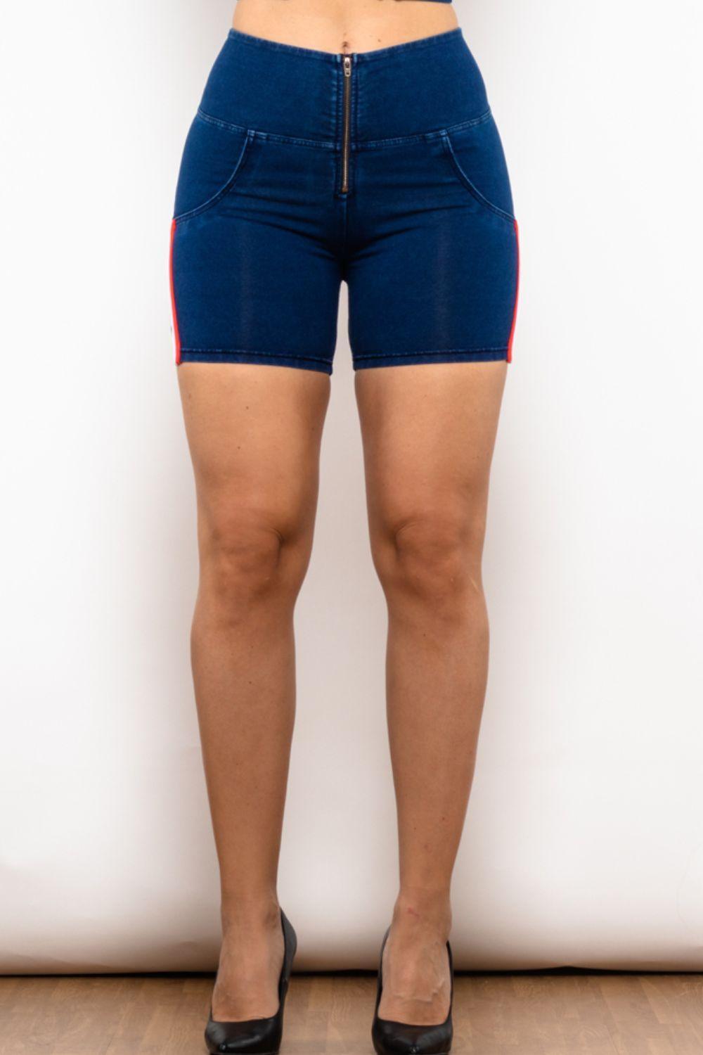 Flawless Fit Zip Closure Stretch Denim Shorts - MXSTUDIO.COM