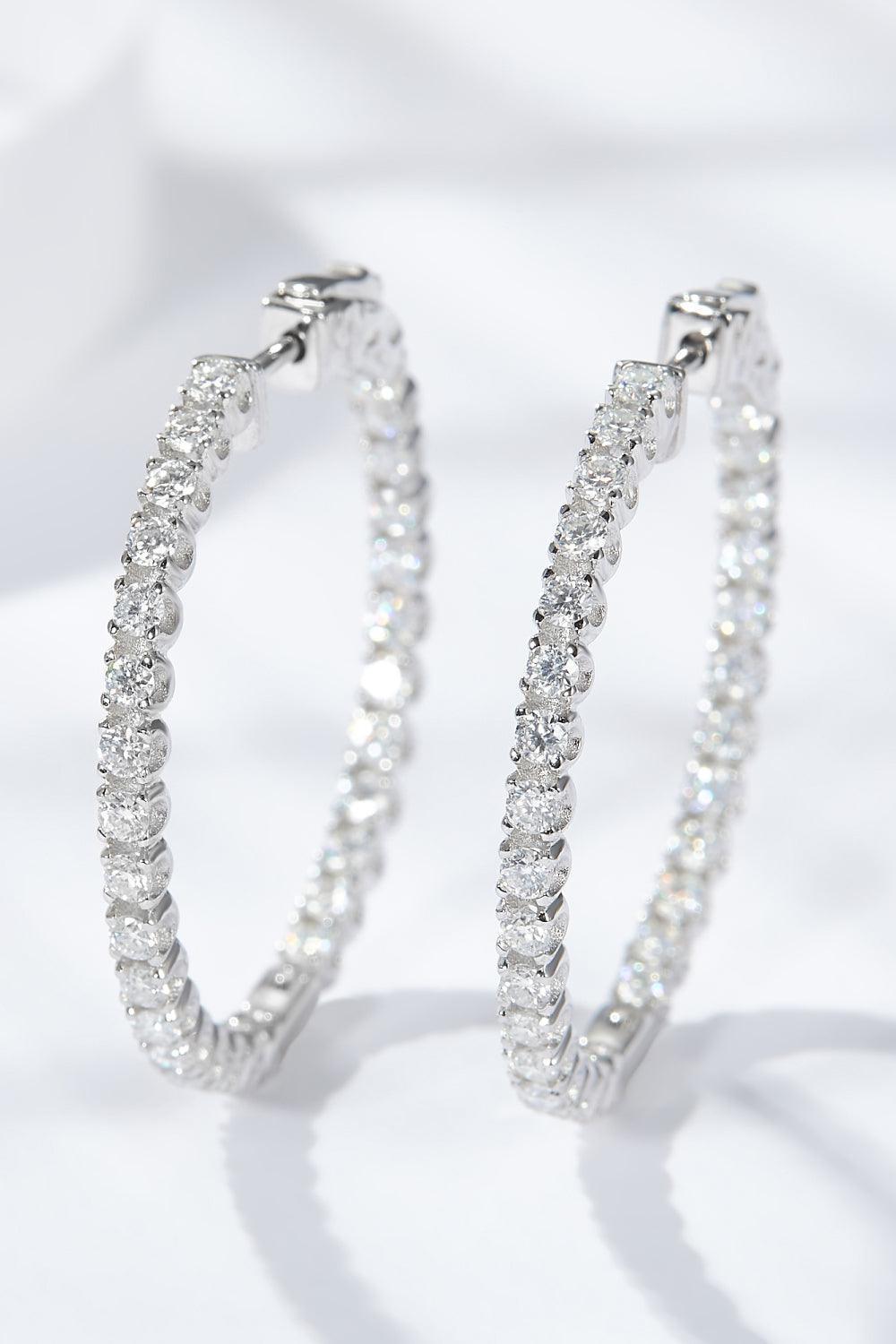 Flawless Platinum-Plated Moissanite Huggie Earrings - MXSTUDIO.COM