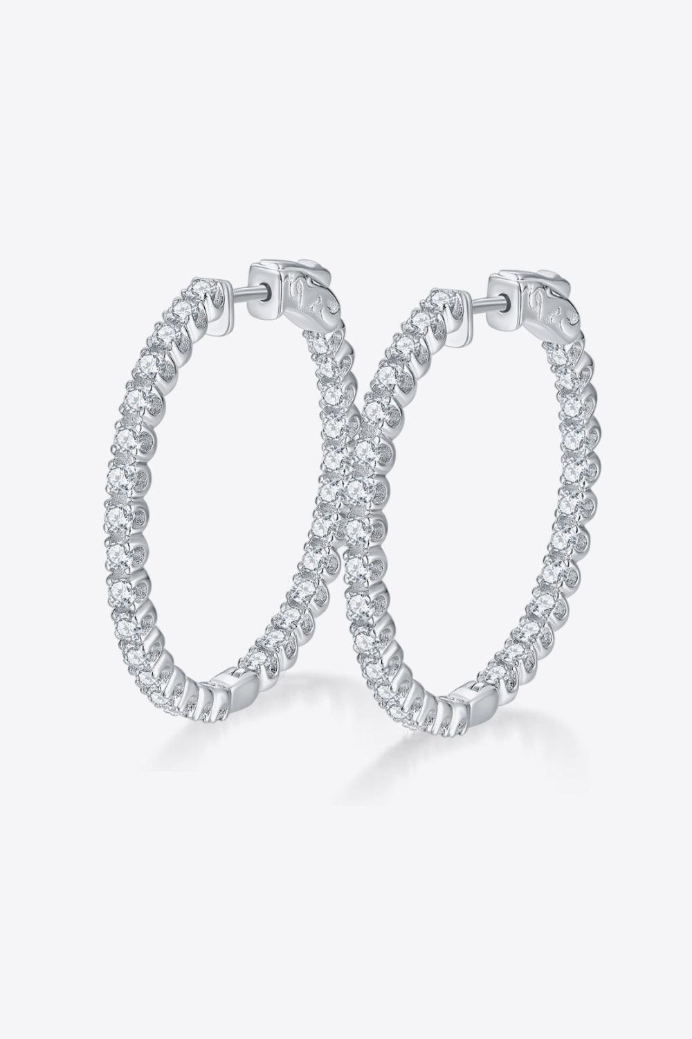 Flawless Platinum-Plated Moissanite Huggie Earrings - MXSTUDIO.COM