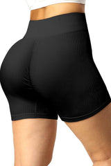 Flawless Ribbed High Waist Slim Fit Gym Shorts - MXSTUDIO.COM