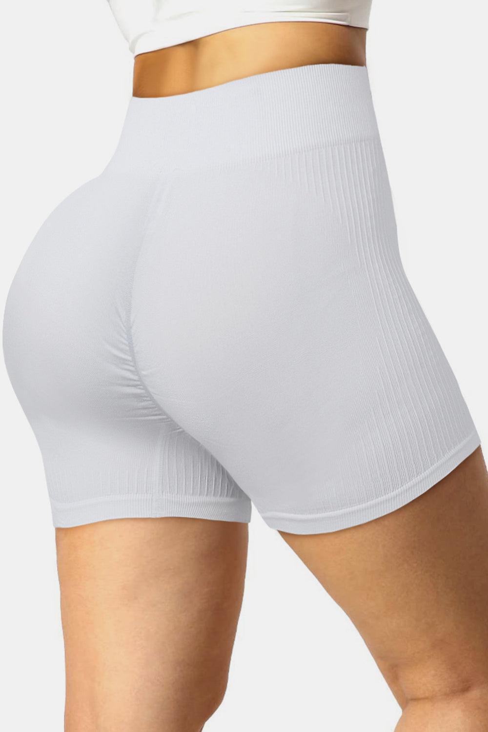 Flawless Ribbed High Waist Slim Fit Gym Shorts - MXSTUDIO.COM