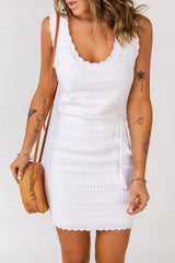 Flawless White Knit Scalloped Trim Dress - MXSTUDIO.COM