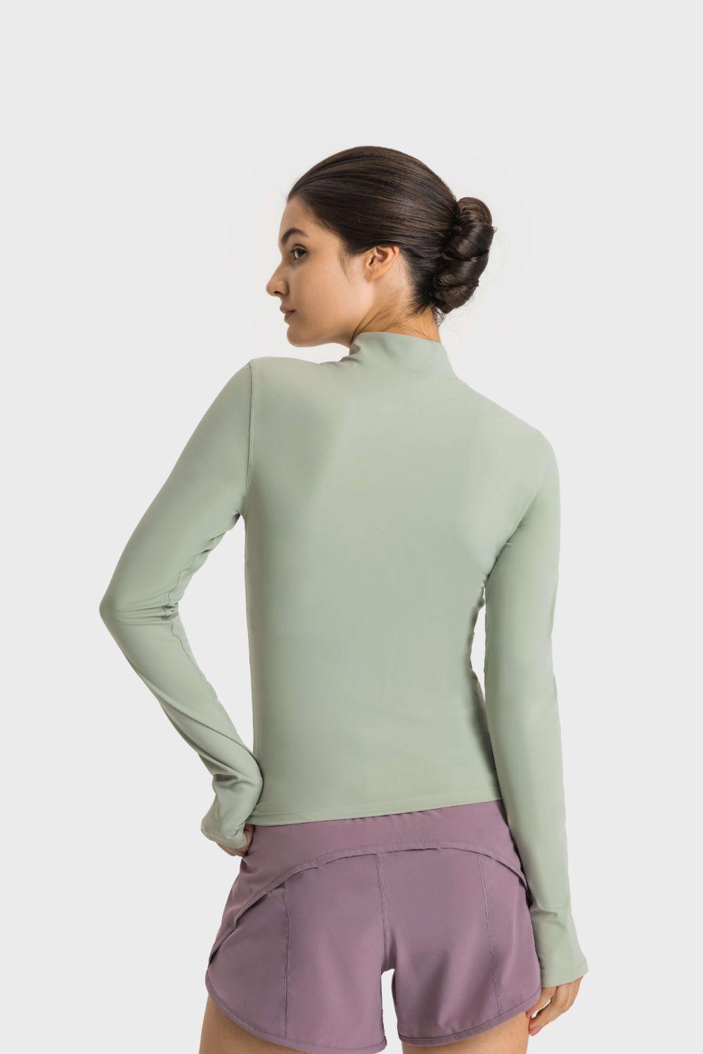 FlexiFit Thumbhole Half Zip Sports Top - MXSTUDIO.COM