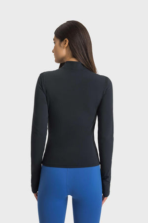 FlexiFit Thumbhole Half Zip Sports Top - MXSTUDIO.COM