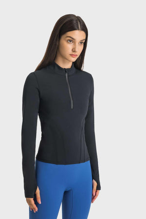 FlexiFit Thumbhole Half Zip Sports Top - MXSTUDIO.COM