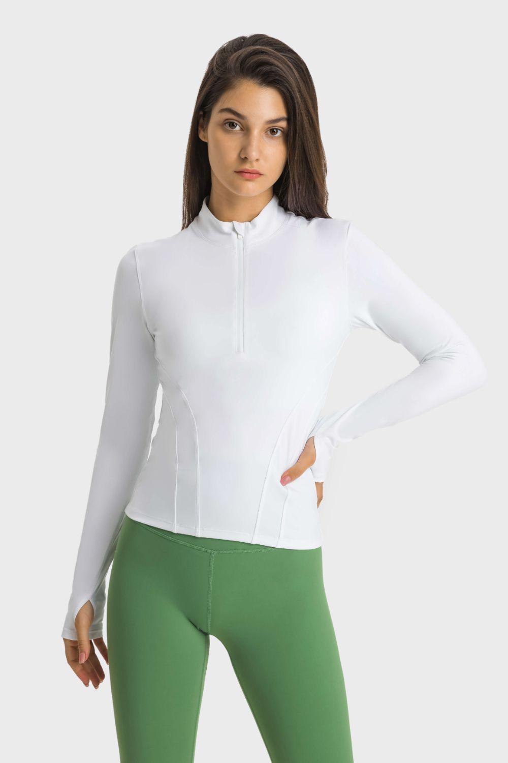 FlexiFit Thumbhole Half Zip Sports Top - MXSTUDIO.COM