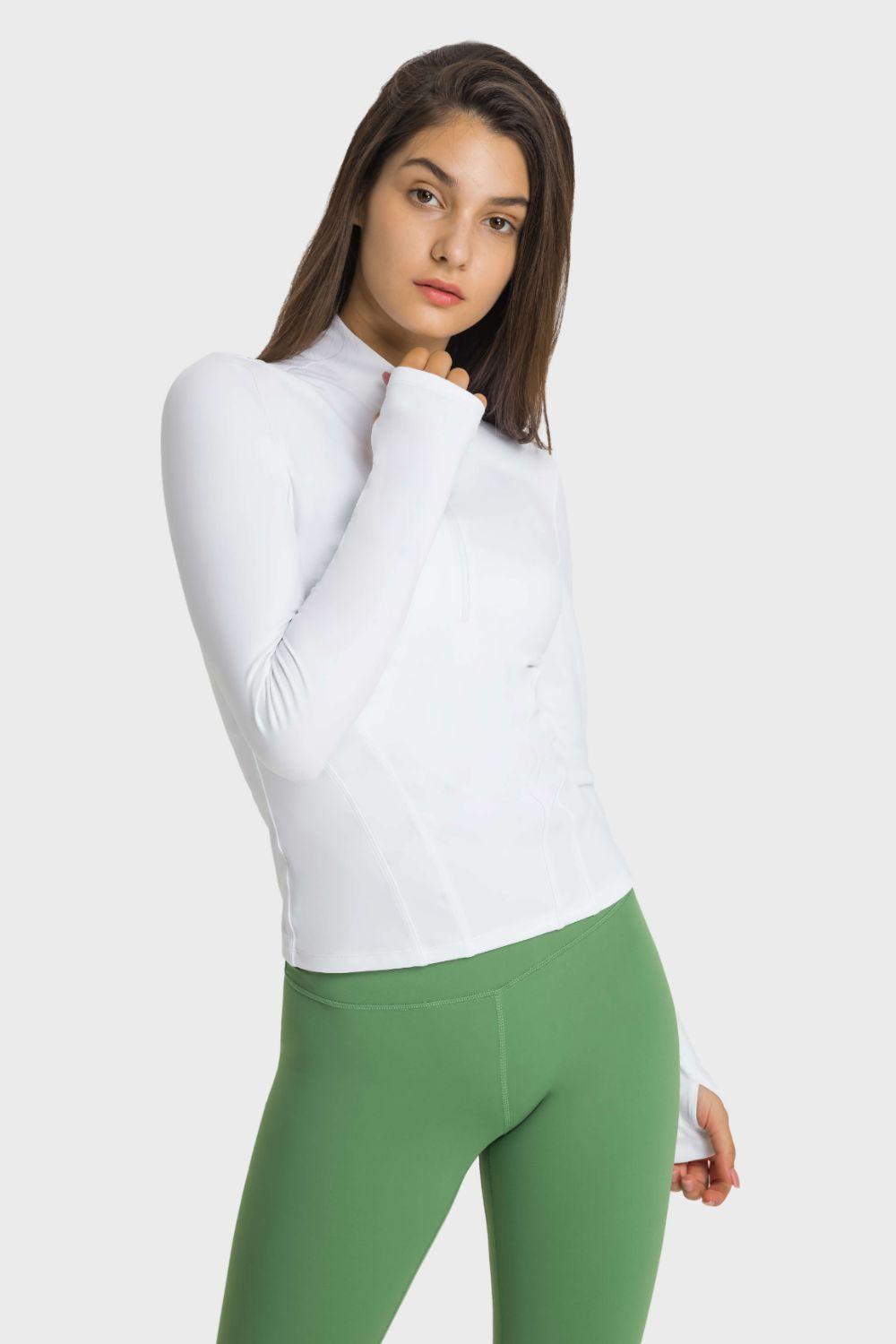 FlexiFit Thumbhole Half Zip Sports Top - MXSTUDIO.COM