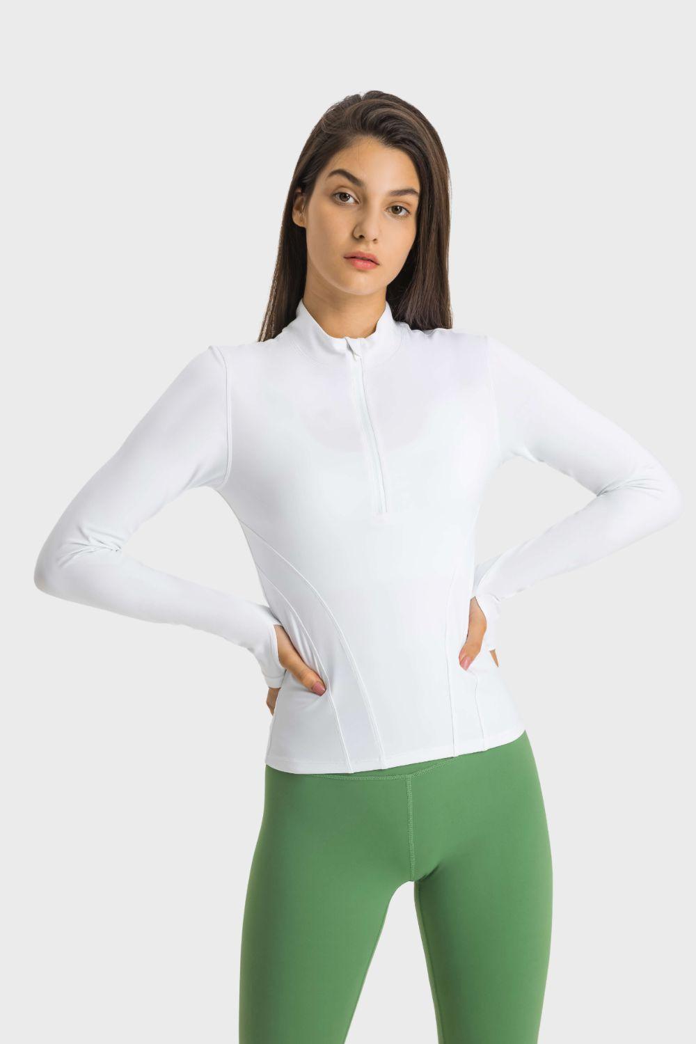 FlexiFit Thumbhole Half Zip Sports Top - MXSTUDIO.COM