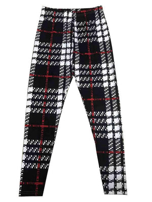 Flexible High Waist Plaid Skinny Pants - MXSTUDIO.COM