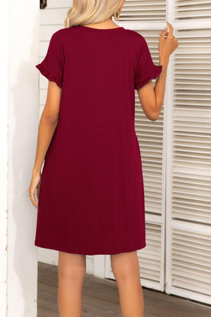 Flexible Pockets Short Sleeve Mini Dress - MXSTUDIO.COM