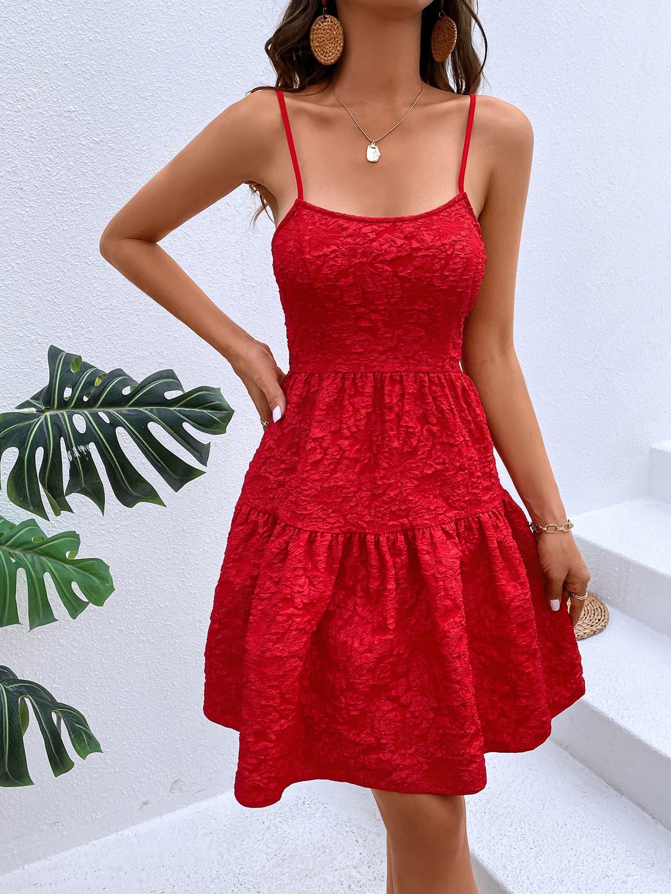 Flirty Spaghetti Strap Cutout Red Mini Dress - MXSTUDIO.COM