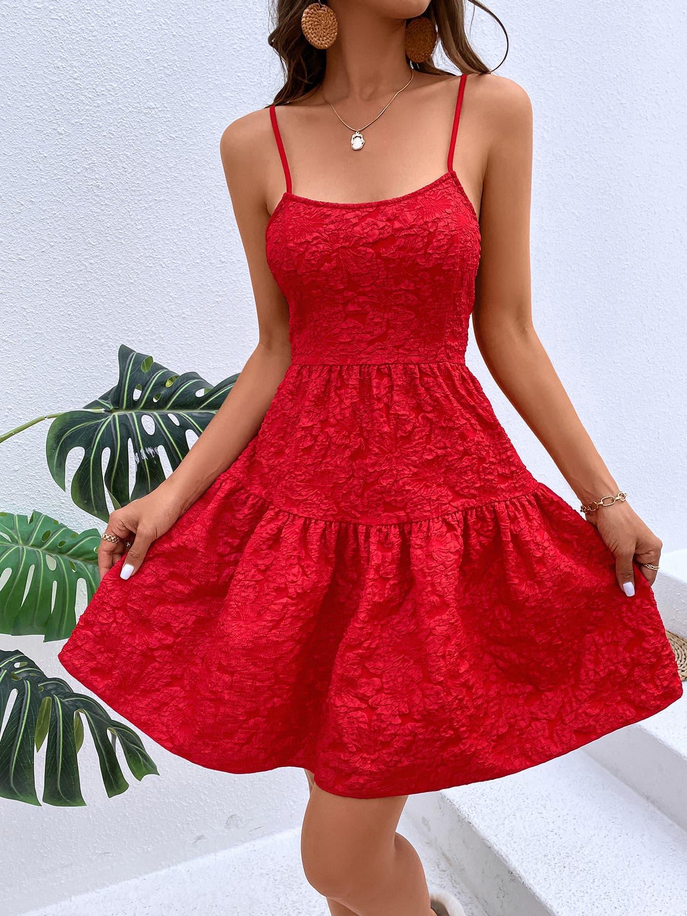 Flirty Spaghetti Strap Cutout Red Mini Dress - MXSTUDIO.COM