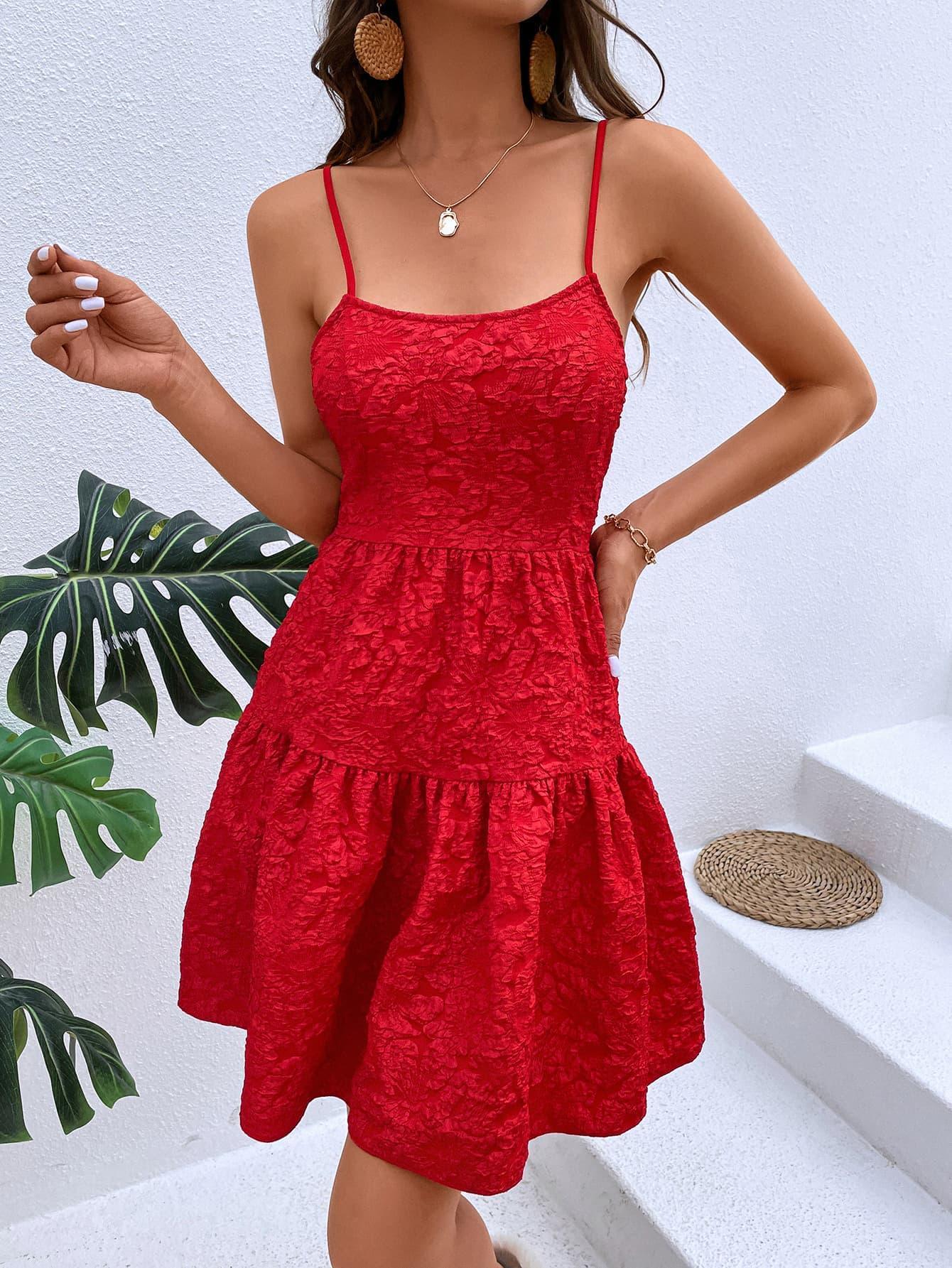 Flirty Spaghetti Strap Cutout Red Mini Dress - MXSTUDIO.COM