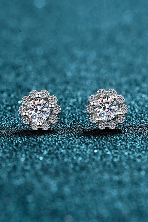 Floral 1 Carat Moissanite Stud Earrings - MXSTUDIO.COM