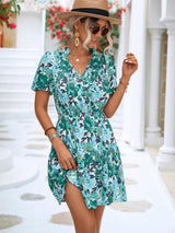 Floral Breeze Short Sleeve Summer Mini Dress - MXSTUDIO.COM