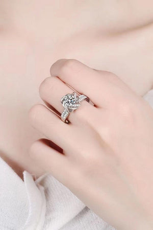 Floral Encrusted 2 Carat Moissanite Platinum-Plated Ring - MXSTUDIO.COM