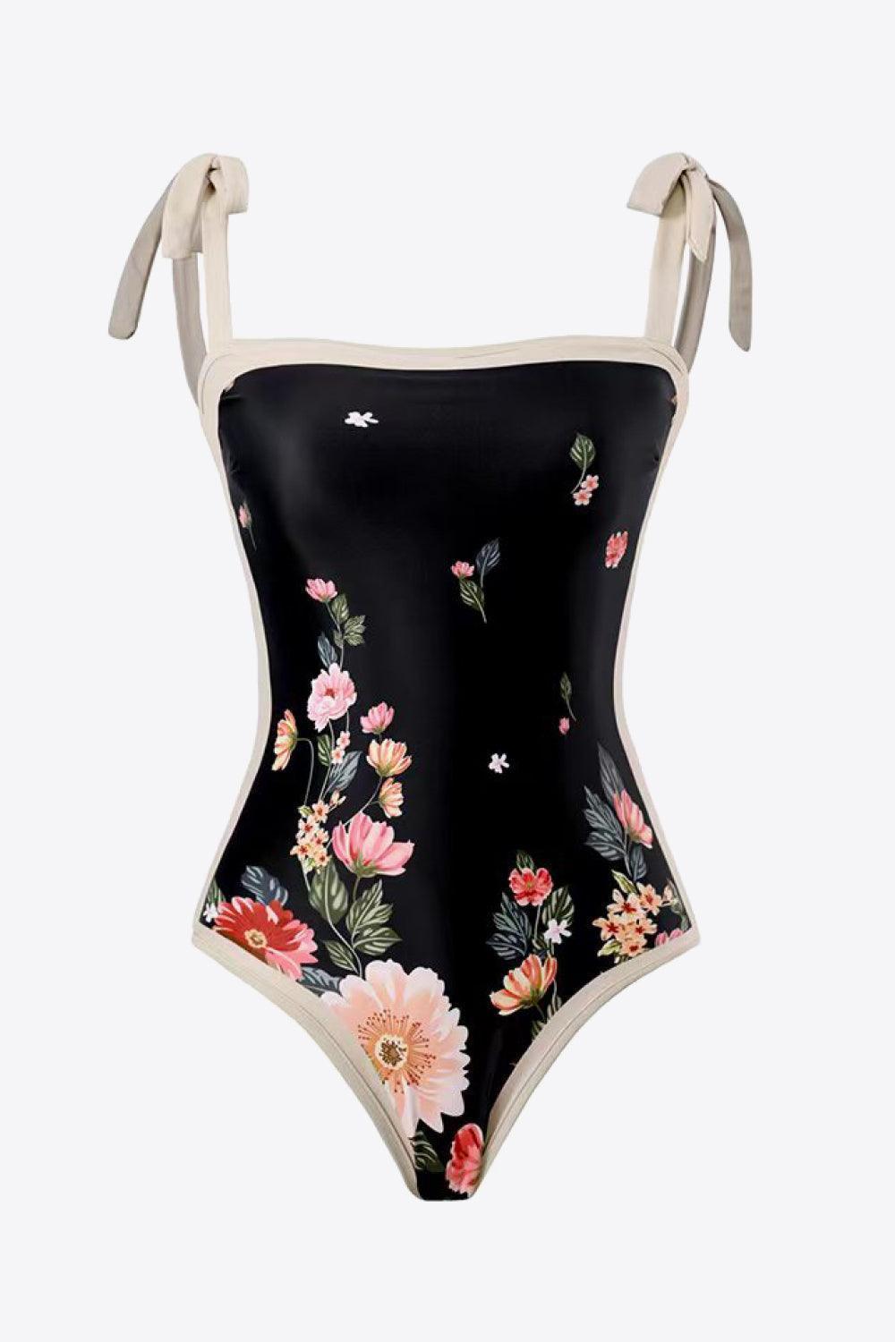 Floral Tie-Shoulder Skirted Two Piece Swimsuit - MXSTUDIO.COM