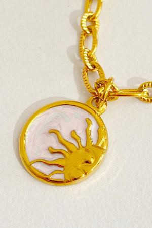 Flourishing Round Pendant Gold Plated Necklace - MXSTUDIO.COM