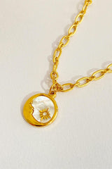 Flourishing Round Pendant Gold Plated Necklace - MXSTUDIO.COM