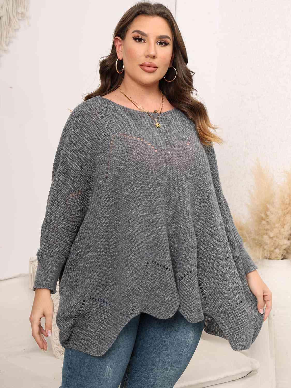 Flourishing Women's Plus Size Batwing Sweater - MXSTUDIO.COM