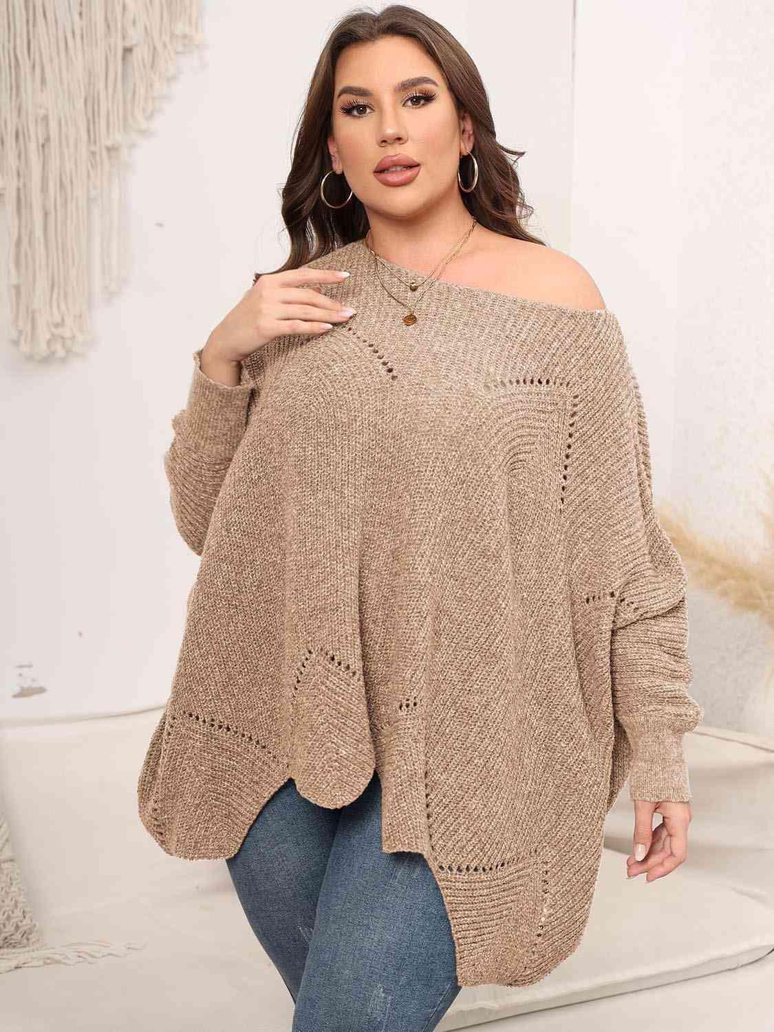 Flourishing Women's Plus Size Batwing Sweater - MXSTUDIO.COM