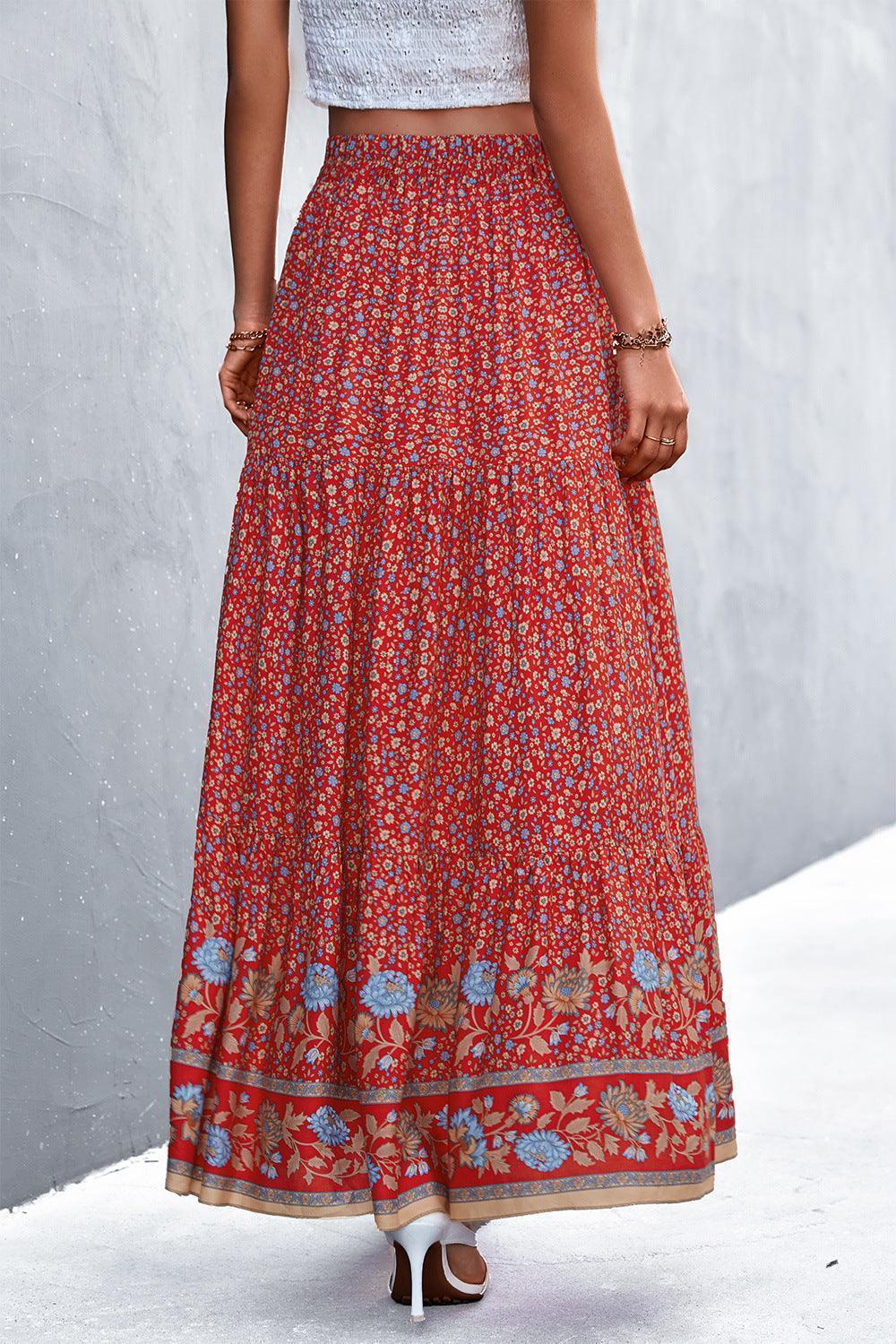 Flowy Fresh Bohemian Tied Floral Maxi Skirt - MXSTUDIO.COM