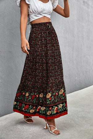 Flowy Fresh Bohemian Tied Floral Maxi Skirt - MXSTUDIO.COM