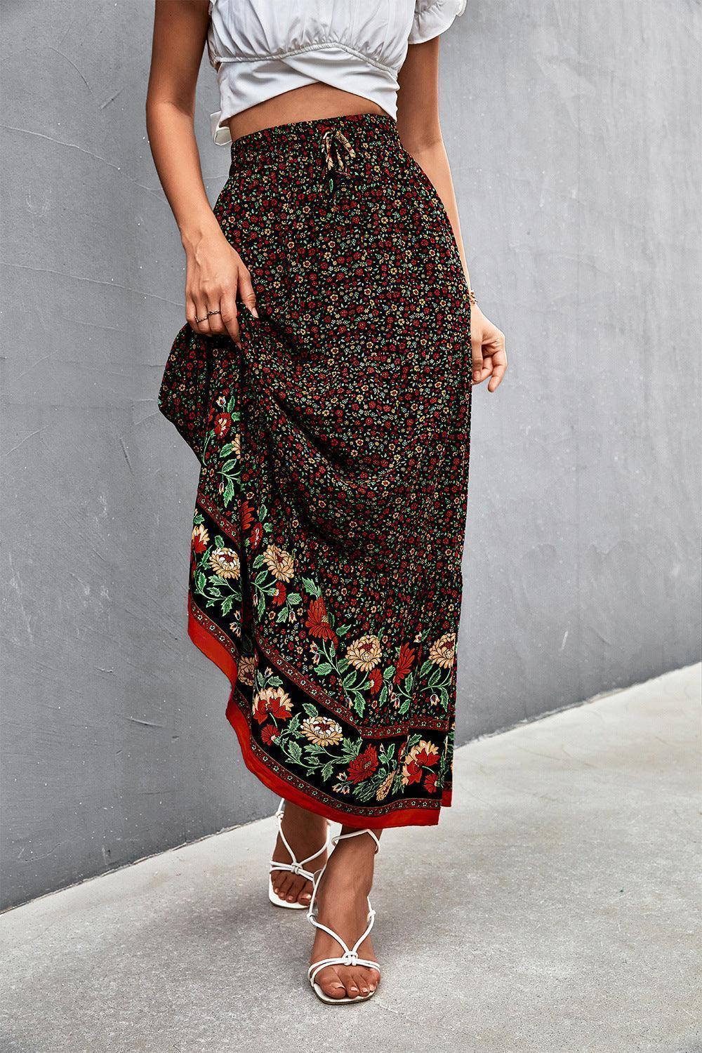 Flowy Fresh Bohemian Tied Floral Maxi Skirt - MXSTUDIO.COM