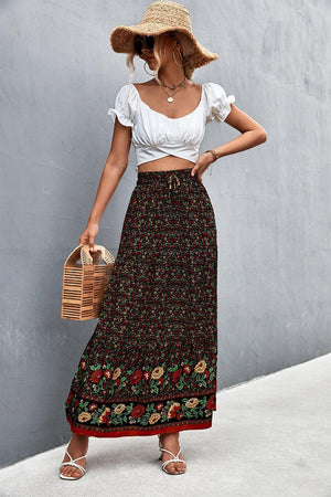 Flowy Fresh Bohemian Tied Floral Maxi Skirt - MXSTUDIO.COM