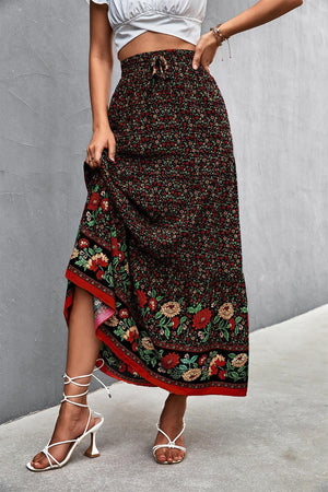 Flowy Fresh Bohemian Tied Floral Maxi Skirt - MXSTUDIO.COM