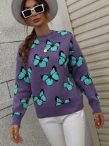 Fly High Embroidered Butterfly Sweater - MXSTUDIO.COM