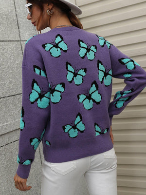 Fly High Embroidered Butterfly Sweater - MXSTUDIO.COM