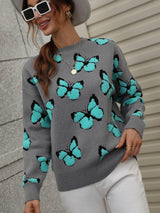 Fly High Embroidered Butterfly Sweater - MXSTUDIO.COM