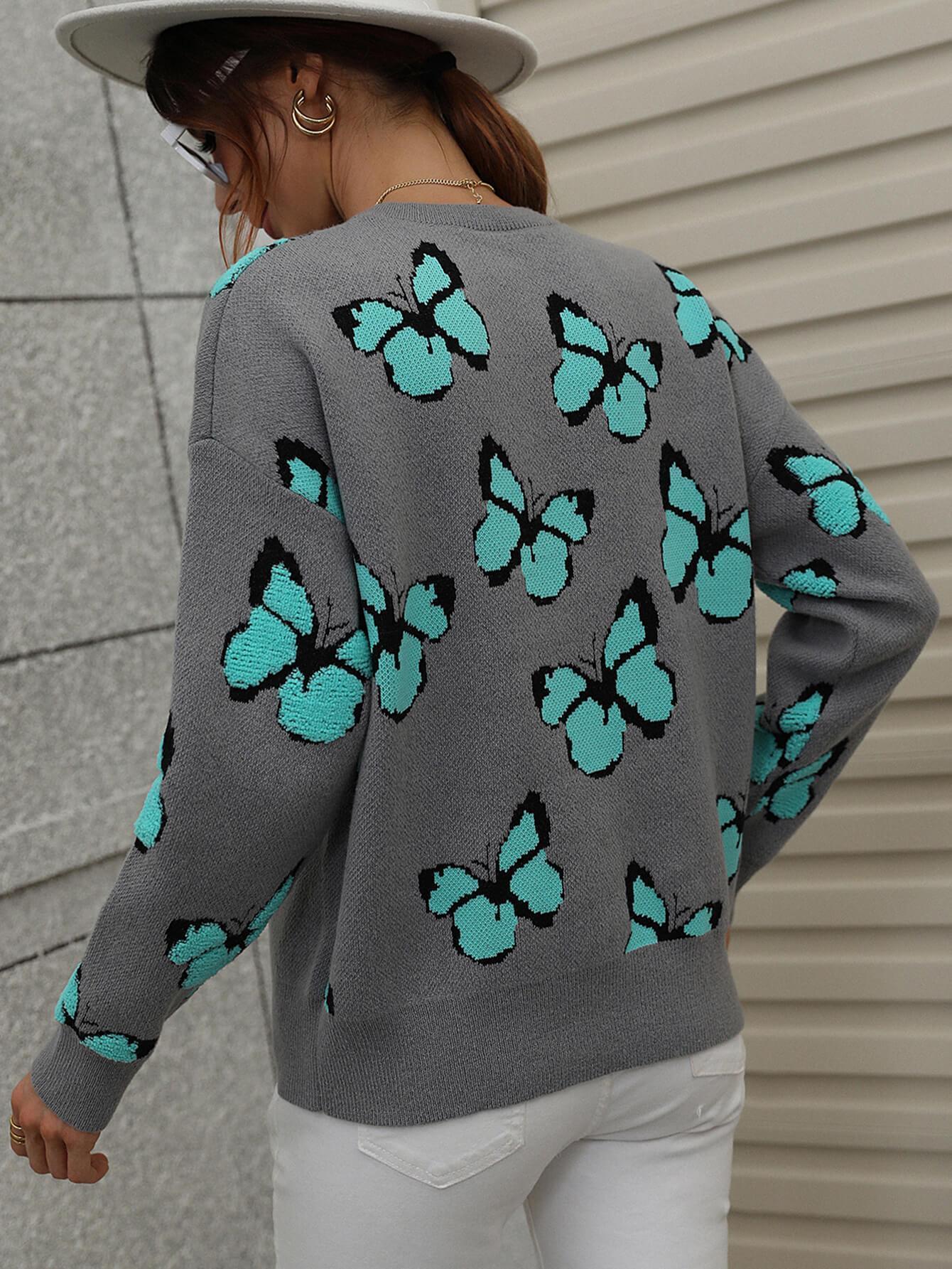 Fly High Embroidered Butterfly Sweater - MXSTUDIO.COM