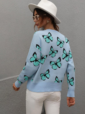 Fly High Embroidered Butterfly Sweater - MXSTUDIO.COM