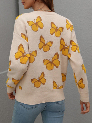 Fly High Embroidered Butterfly Sweater - MXSTUDIO.COM