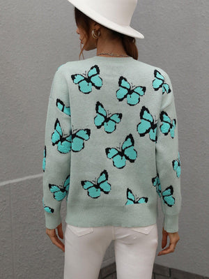 Fly High Embroidered Butterfly Sweater - MXSTUDIO.COM