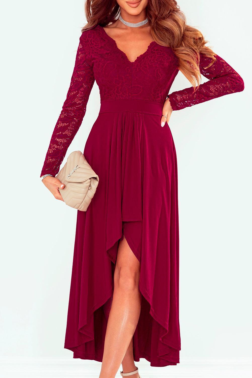 Focus Of Attention Long Sleeve High Low Hem Dress - MXSTUDIO.COM