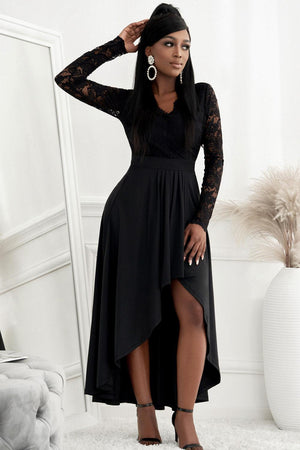 Focus Of Attention Long Sleeve High Low Hem Dress - MXSTUDIO.COM