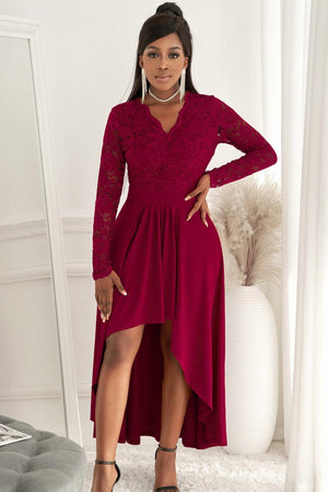 Focus Of Attention Long Sleeve High Low Hem Dress - MXSTUDIO.COM