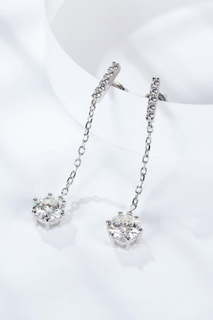 Focus On Round Cut 2 Carat Moissanite Drop Earrings - MXSTUDIO.COM