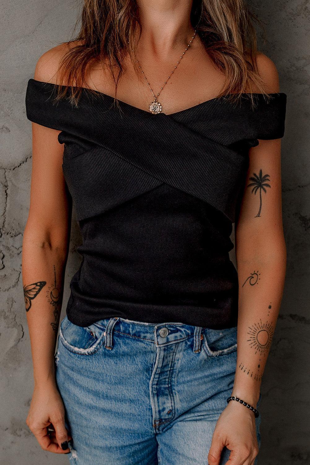 Focus On Yourself Black Off Shoulder Blouse - MXSTUDIO.COM