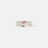 two bands of white and rose gold with diamonds