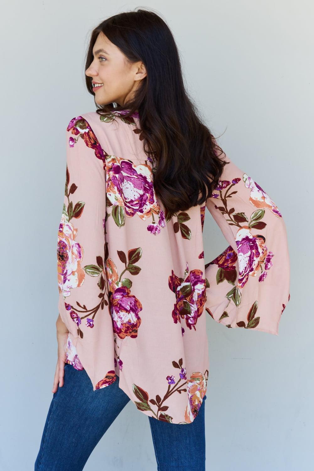 Forever Aesthetic Crepe Floral Bell Sleeve Top - MXSTUDIO.COM