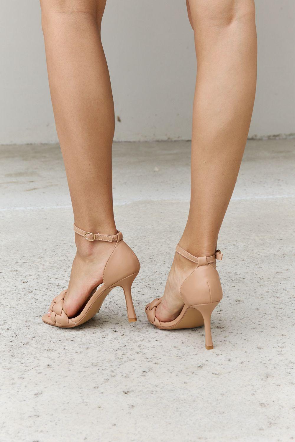 Forever Link Classy Braided Nude Strappy Heels - MXSTUDIO.COM