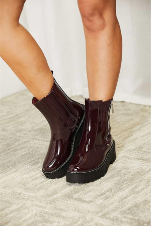 Forever Link Side Zip Wine Women's Platform Boots - MXSTUDIO.COM