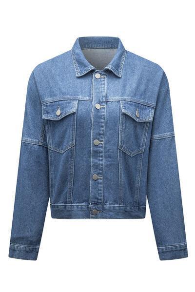 a women's jean jacket with buttons on the front